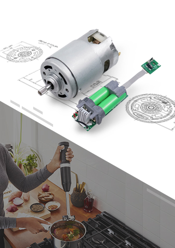 New cordless hand blender DC motor PT2730 series, 8V, with a battery pack, Rechargeable