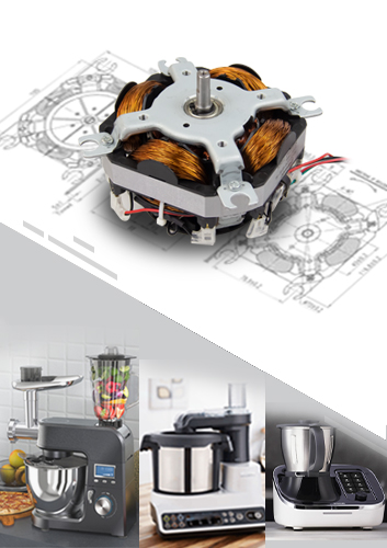 High efficiency flat motor PU1215 series for Cooking Machine or Kitchen Appliances, four-pole universal AC motor